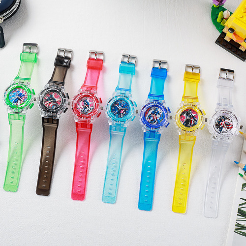 Captain America Student Children Watch Marvel Cartoon Anime Peripheral Glow-in-the-Dark Watch Quartz Watch Cross-border