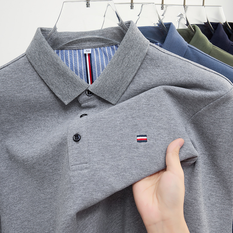 Cross-border Men's POLO Shirt Long-sleeved High-end Business Casual Top Autumn New Men's T-shirt Thin Embroidered