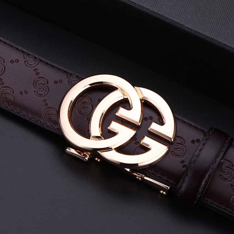 Gold buckle coffee belt