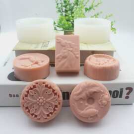 浮雕老虎手工皂模具松鼠香薰造型石膏蜡烛模慕斯蛋糕巧克力模具