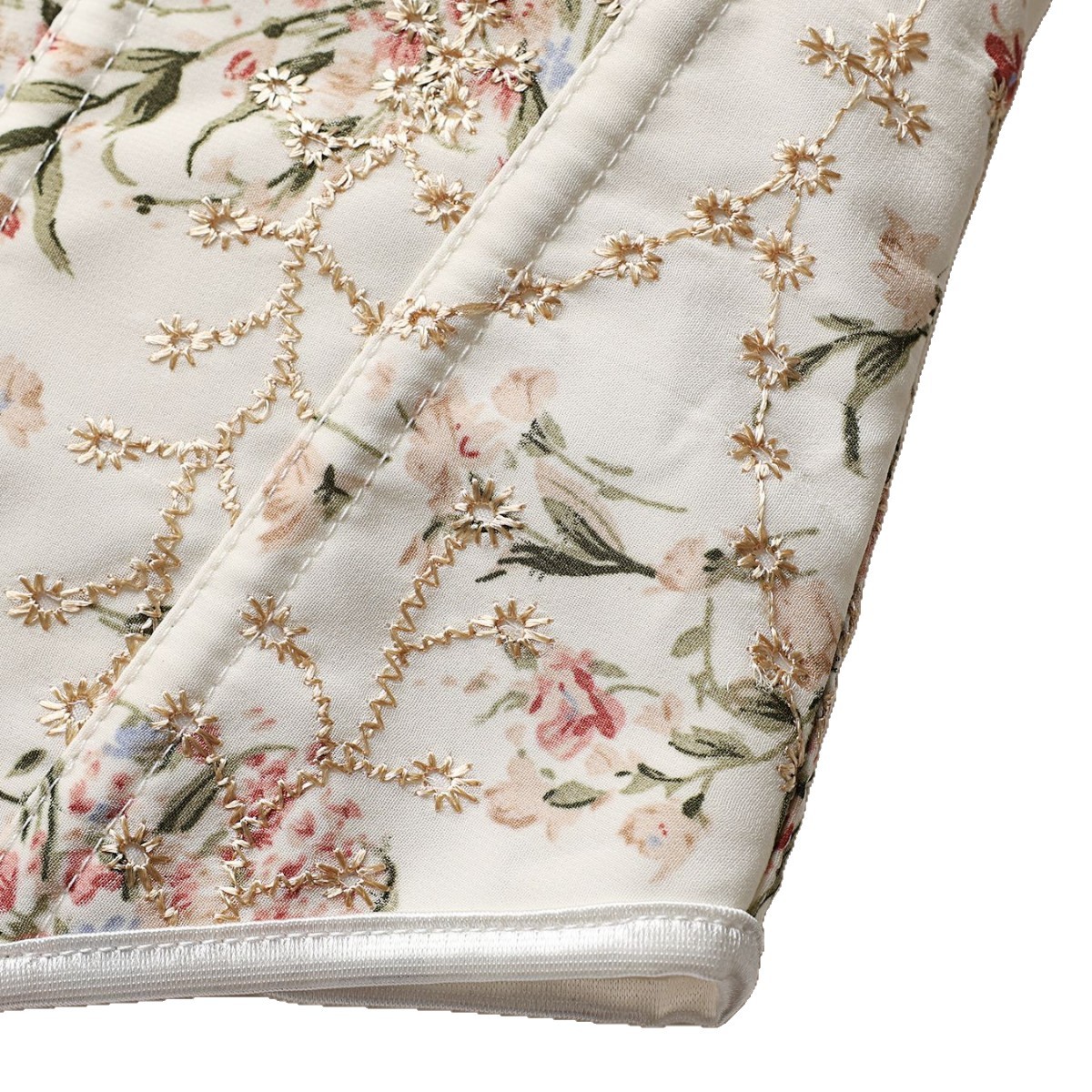 Blanco bordado damas pechos cortos corte