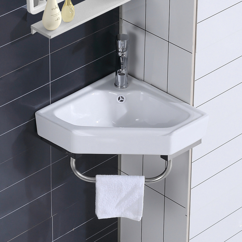 lavabo tipo pared lavabo cerámica esquina de pared triángulo pequeño tipo mini balcón lavabo en forma de ventilador para uso doméstico