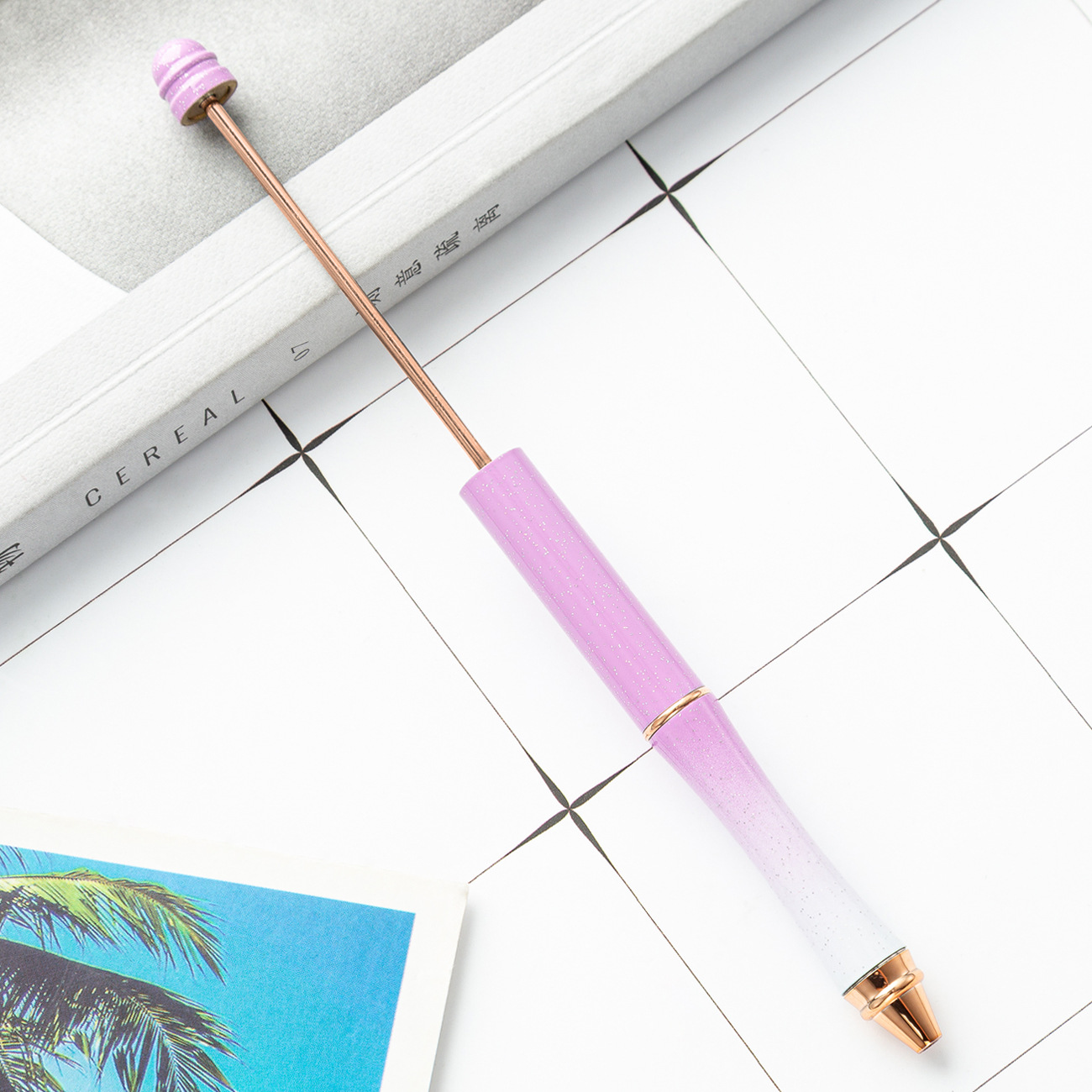 Pluma de cuentas de metal en stock al por mayor creativo con cuentas bolígrafo DIY bolígrafo personalidad metal DIY pluma con cuentas