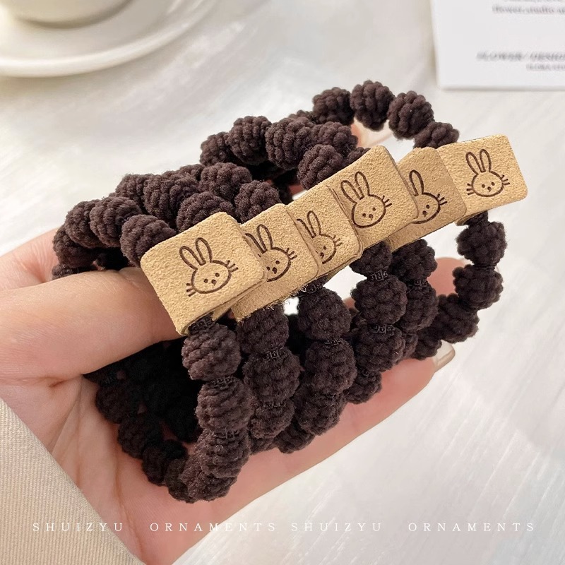 Alta elasticidad y durabilidad como correa de goma para mujeres, color curry simple, cuerda de cabello de cola de caballo alta, anillo de cabello sin heridas de alta calidad