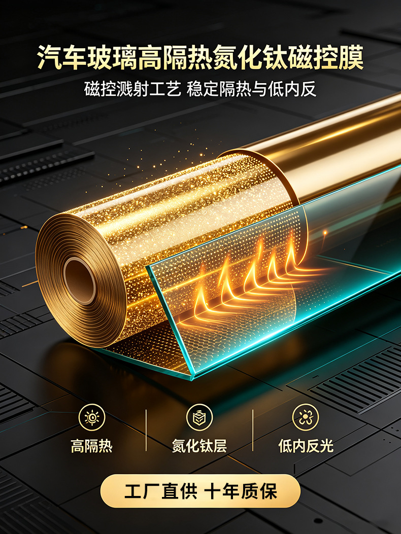 Car Solar Insulation Film, Magnetically Controlled Titanium Nitride Film, Anti-Uv Car Sunroof Pet Film, Front Windshield Explosion-Proof Film