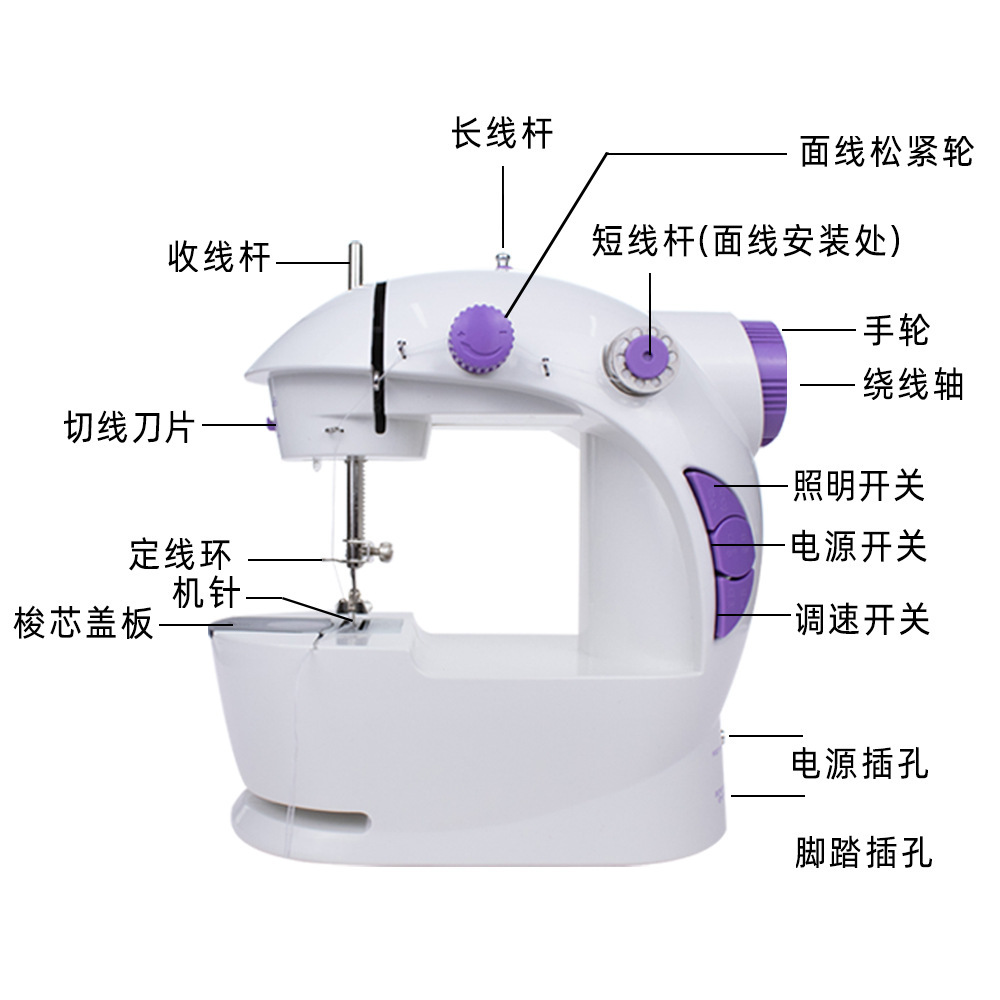 Exportación de comercio exterior 201 máquina de coser eléctrica doméstica máquina de coser multifuncional máquina de coser micro de escritorio con luz