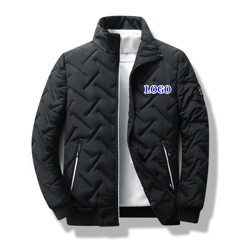 Abrigo acolchado de algodón para hombres transfronterizos 2023 nuevo collar ligero Abrigo acolchado de algodón color sólido chaqueta acolchada de algodón al por mayor LOGOTIPO imprimible
