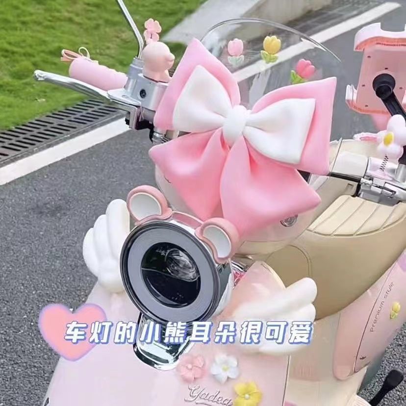 Motorcycle Battery Electric Vehicle Car Rear Sticker High-Value Helmet 3D Fabric Trendy Bow Decoration