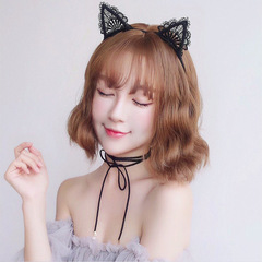 New Arrival Lace-Trimmed Cat-Ear Headband for Streamers & Influencers | Fashionable Headband, Hair-Pressing Headdress, Women's Adult Hair Accessories