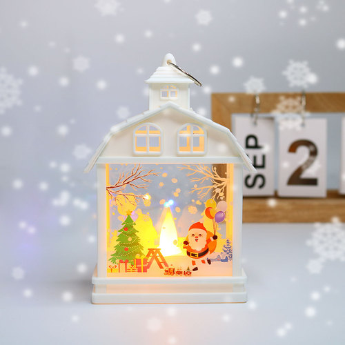 新款圣诞装饰品小夜灯欧式房子摆件雪人风灯烛台灯节庆布景道具