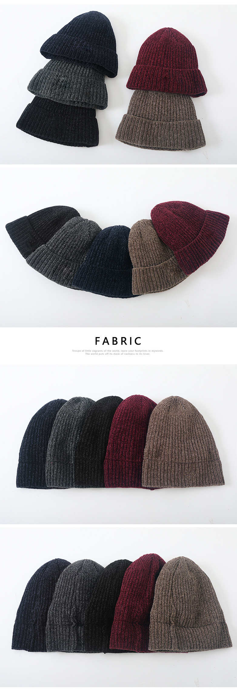 Unisex With wool thickened hat Winter knit hat men's and women's solid color wool hat chenille wool melon skin hat_voghion.com