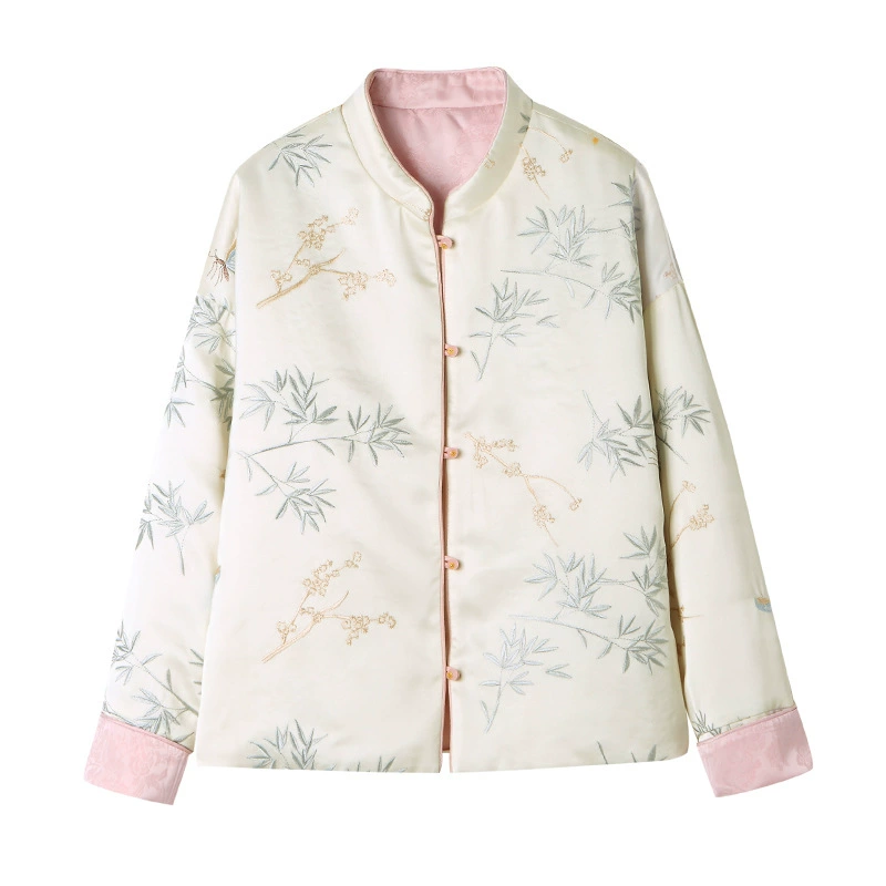 Double-sided winter quilted jacket, Chinese style, high-end, with embroidery