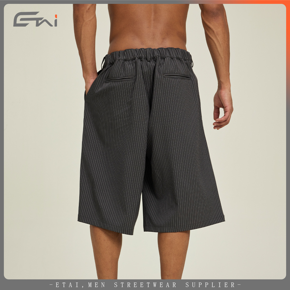 ETAI ropa de hombre de verano casual trajes a rayas pantalones cortos de moda para hombres pantalones sueltos de cinco puntos para adolescentes image 5