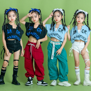 Children girls boys jazz dance costumes rapper gogo dancers street hip-hop  dance suit children's catwalk trendy clothes for baby