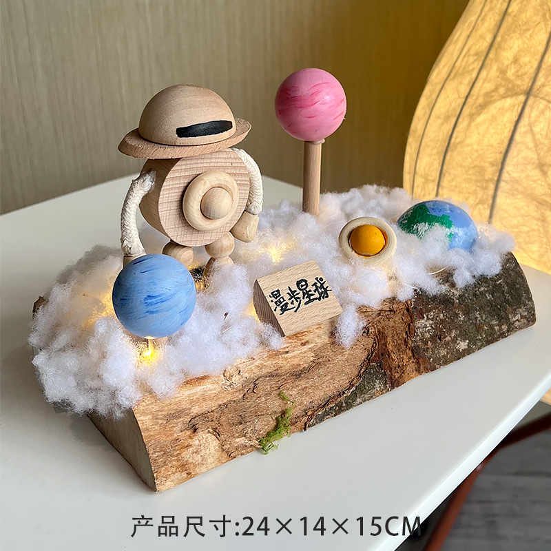 Área de jardín de infantes esquina carpintería diy paquete de materiales hechos a mano conjunto completo de juguetes de madera pequeños adornos de cabaña