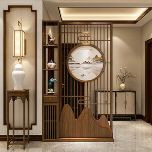 J ^ solid wood screen door partition living room 2025 new entrance cabinet door to block new Chinese screen