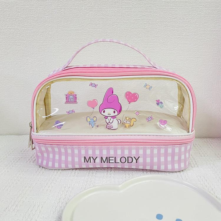 Nuevo de gran capacidad transparente de doble capa caja de lápiz portátil cremallera bolsa de almacenamiento bolsa de cosméticos coolomi Pacha perro papelería bolsa