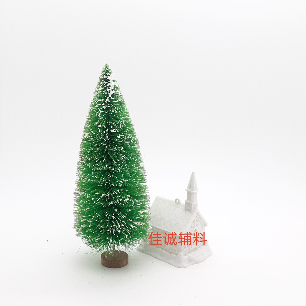 Árbol de Navidad en miniatura con seda de sisal en azul verdoso, pequeño adorno navideño de escritorio con torre de pino cubierta de nieve, de 3 a 23 cm.