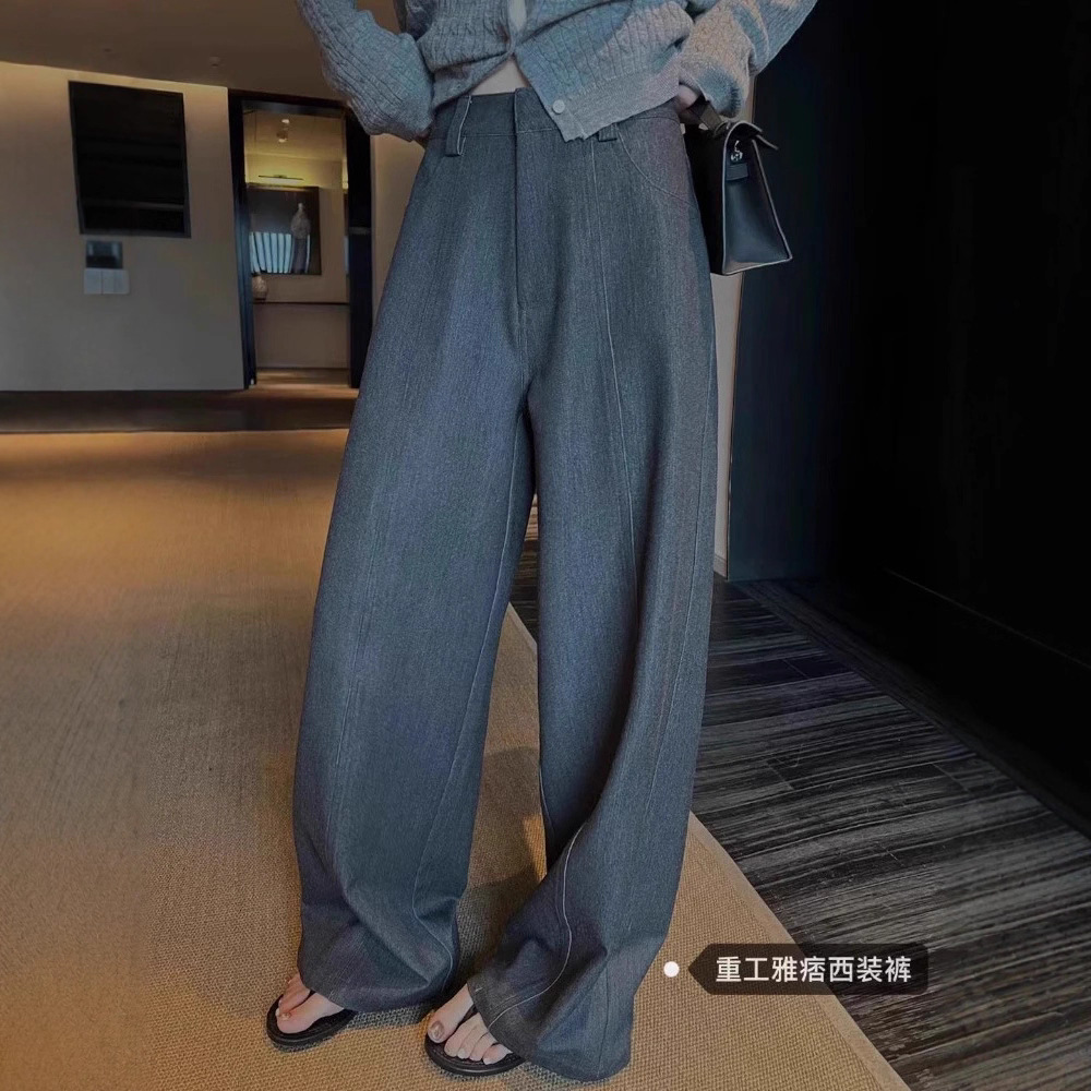 Superniniyy Heavy-Duty Stylish High-Waisted Slimming Wide-Leg Casual Pants for Women