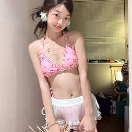 2025新款泳衣高级感性感辣妹海边小胸比基尼纯欲分体泳装温泉