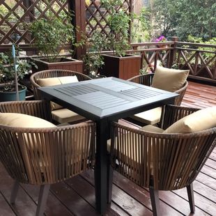 Outdoor Tables and Chairs, Rattan Chairs, Villa Courtyard, Garden, Balcony, Terrace, Rattan Weaving, Open-Air Outdoor Leisure Rattan Weaving