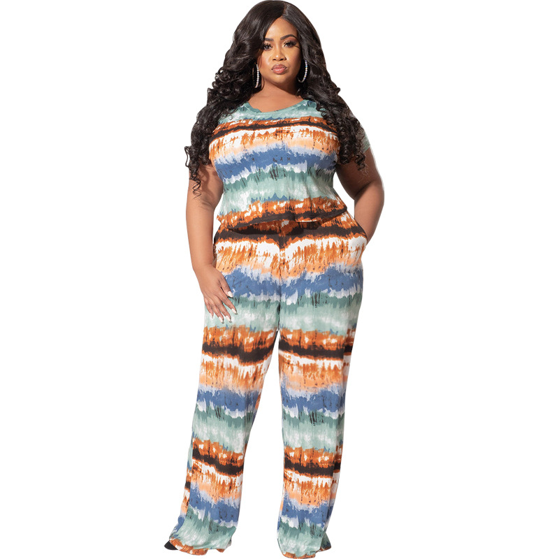 Daily Casual Stripe Polyester Pants Sets Plus Size Two-piece Sets display picture 23