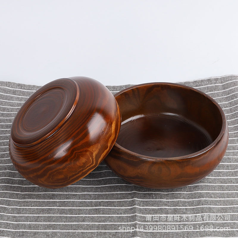 Suministro directo de fábrica chino redondo tazón de fideos instantáneos madera maciza creativo fabricante de fruta de madera fría y mixta tazón grande en stock descuento de gran cantidad