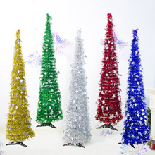 新款鉛筆聖誕樹五角星拉花仿真樹樹創意商場DIY簡易1.5米裝飾擺件