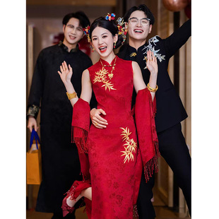 New Chinese Cheongsam Toast Dress 2025 New Wedding Morning Dress Female Bride's Engagement Dress Dresses suit
