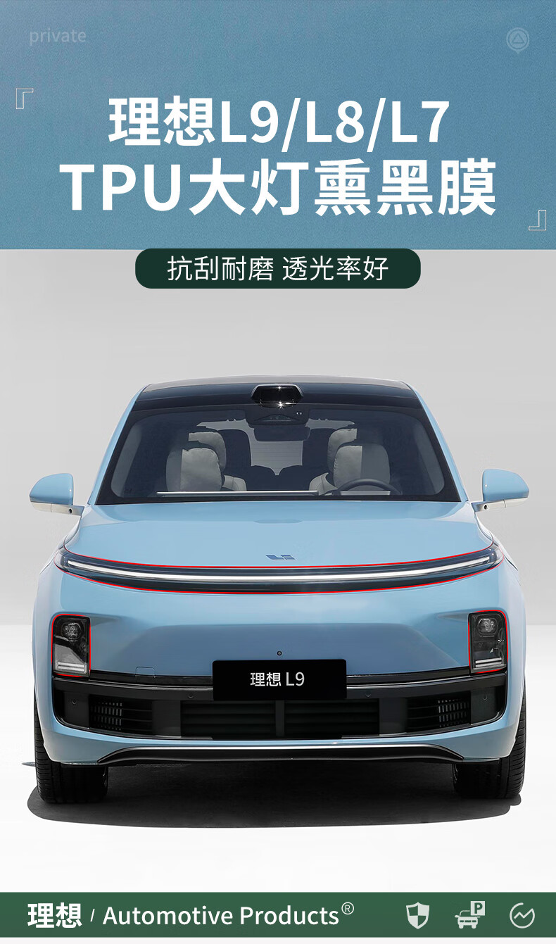 Suitable for ideal L8 blackened lamp film star ring lamp color change film TPU car headlight tail lamp photosensitive control modification L7/