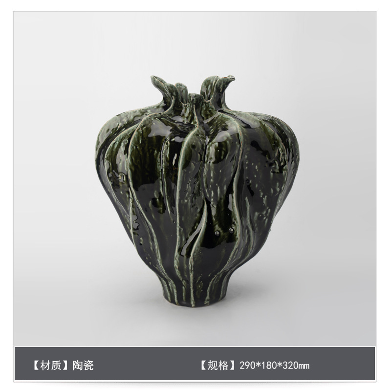 中世スタイルのセラミックフラワー花瓶装飾アートB&Bモデルルームゲストテーブルハイエンドフラワーアレンジメント装飾|undefined