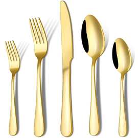 1010刀叉勺3号叉勺金色黑色银色5组件亚马逊跨境外贸