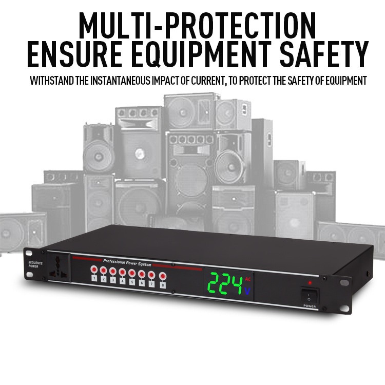 8-Channel Professional Sequencer Stage Controller Forward And Reverse Switch Power Filter Protection Manager_voghion.com
