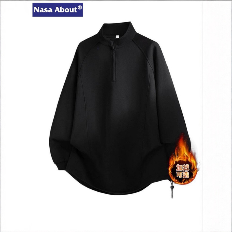 Nasa about Half-Zip Stand Collar Pure Color Sports Sweatshirt Men's Autum 2025 New Loose Simple Top