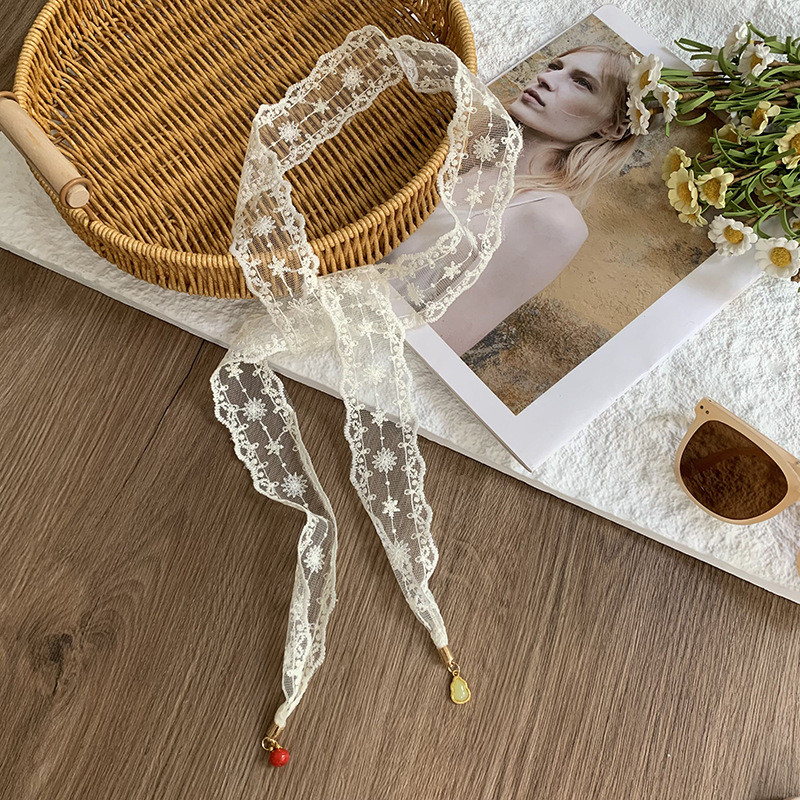 Nuevo colgante de moda de encaje de hadas trenzado correa de cabello flotante correa de cabello blanca correa de cabello universal temperamento correa de cabello hueco