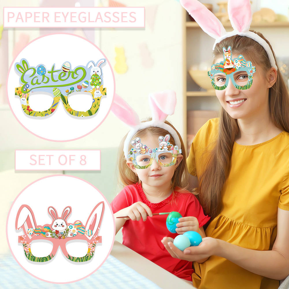 Nuevas gafas de papel transfronterizas de Pascua para niños y adultos festivales vestidos de fiesta decoración de gafas de conejo y zanahoria