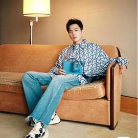 欧货轻奢2025夏季明星同款满印字母印花男士长袖衬衫男开衫