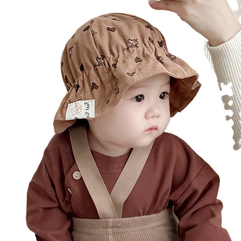 Sombreros para bebés primavera y otoño para bebés hembra y mujer super lindo sombrero de pescador coreano para niños pequeños de mes caliente princesa sombrero de cuenca