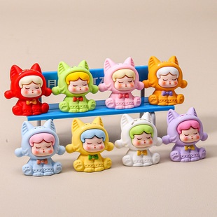 Hand-Painted Sitting Kitten Sp Resin Cute Creative Small Ornaments Cartoon Cute Trendy Toy Doll DIY Accessories