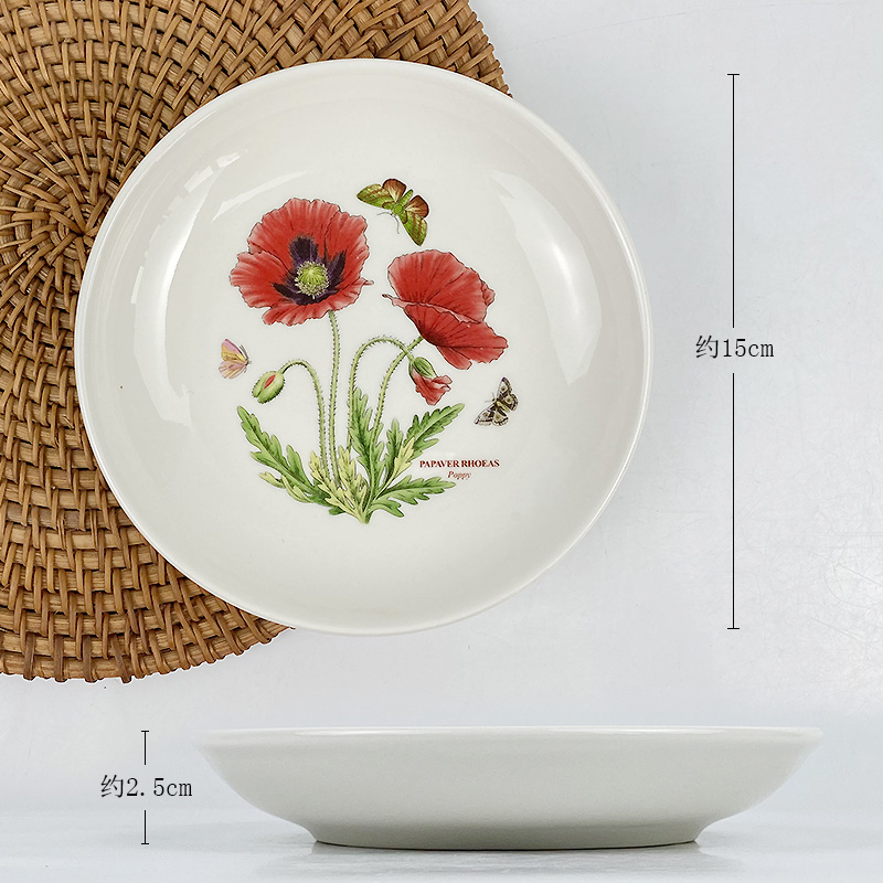 6인치 15cm 작은 접시 - 큰 붉은 꽃