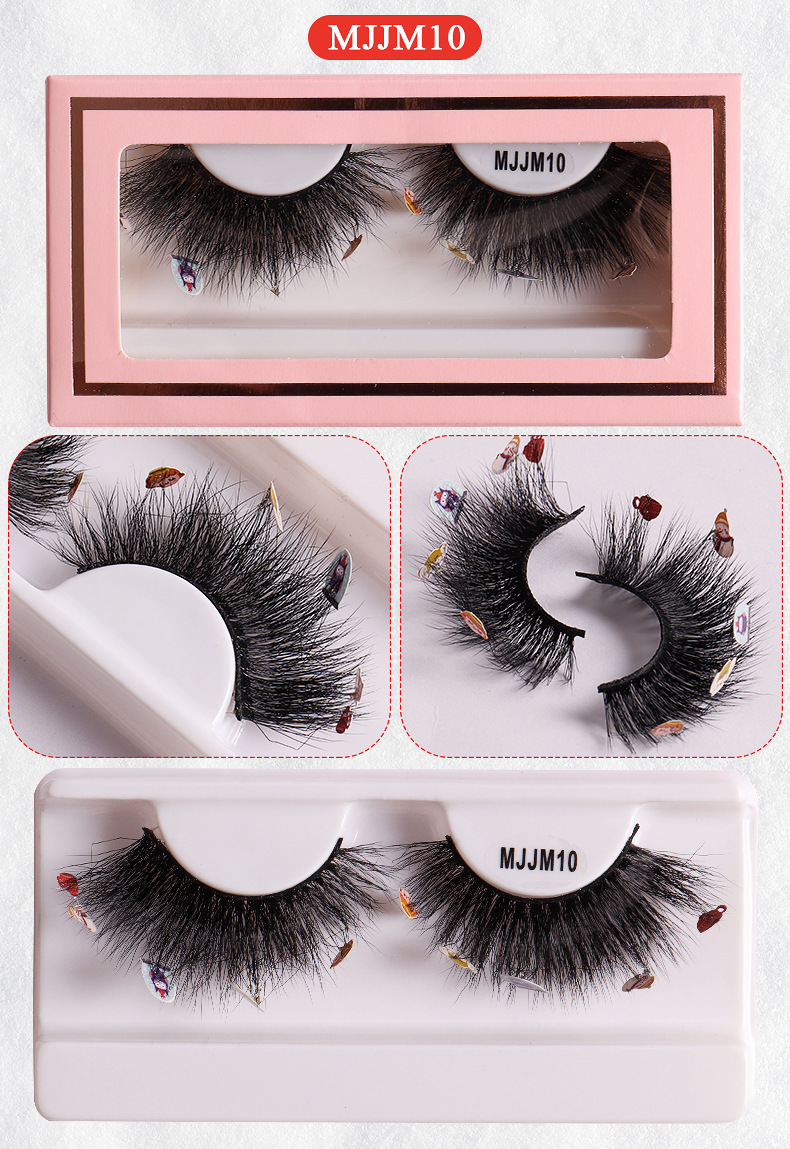 New Mink Hair False 1 Pair Powder Box Natural One Piece Eyelash false eyelashes_voghion.com