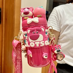 ストロベリーベア子供用魔法瓶カップ女の子食品グレード 316 ストローケトル小学生特別なダブルドリンクカップ