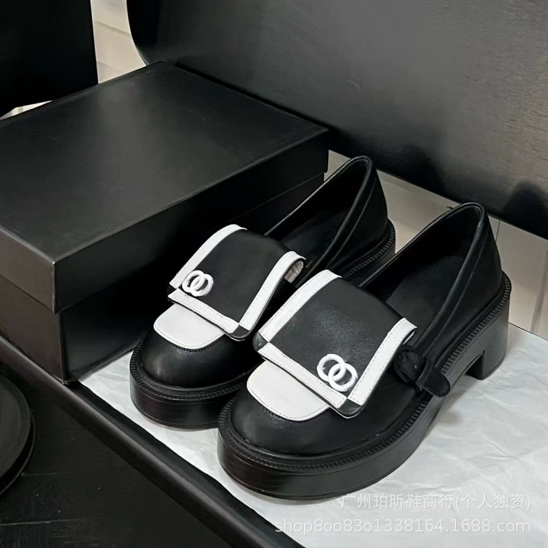 Лоферы платформа, модные туфли для кожаных обуви, Chanel стиль