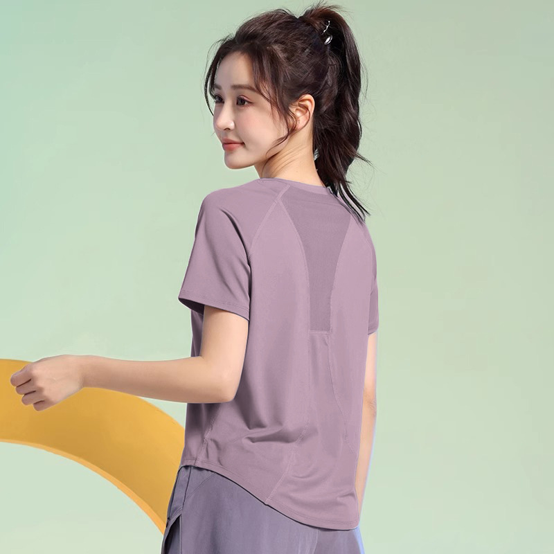 Summer Thin Outdoor Sports suit Women's Fitness Loose Slimming Yoga Clothes Short Sleeve Elastic Quick-drying Clothes Running Clothes