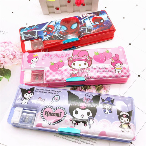 Cartoon Kuromi Cinnamon Dog Pudding Dog Multifunctional Double-Sided Pen Box Cute Primary School Student Stationery Pencil Box Gift