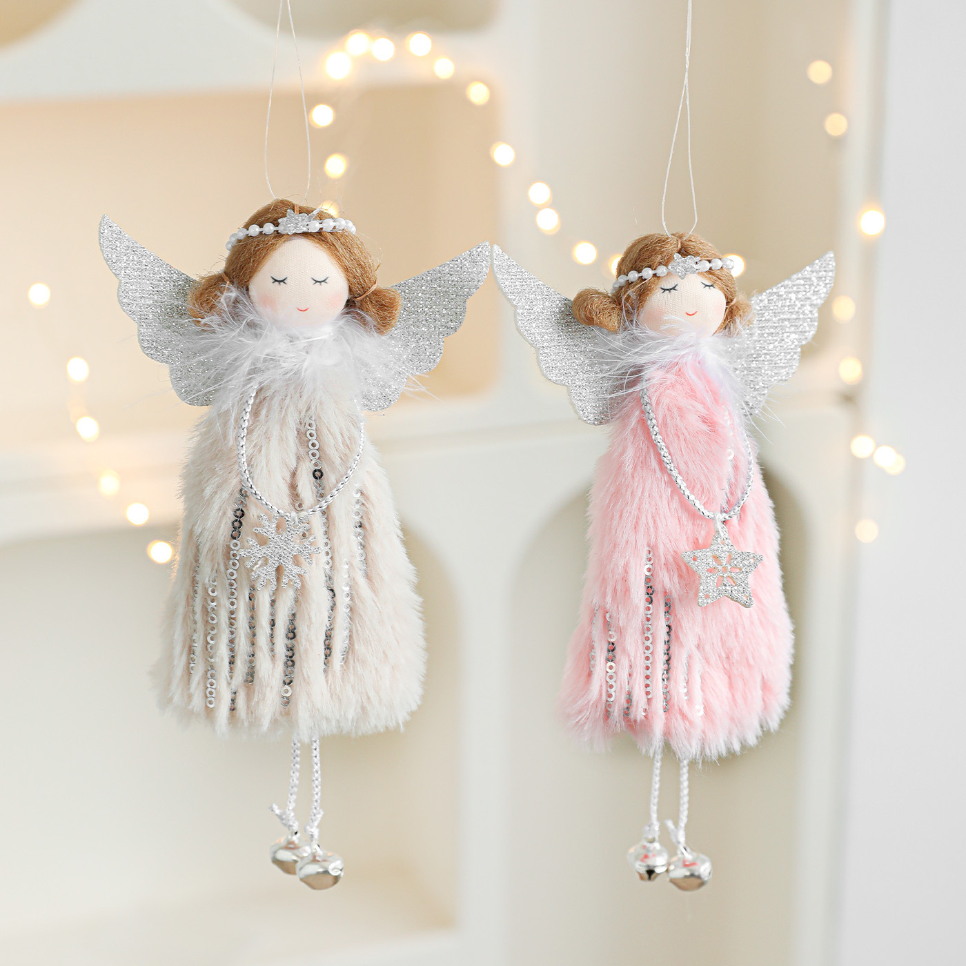 Nuevo peluche Angel Girl amor campana decoración del árbol de Navidad colgante alas muñeca muñeca accesorios de decoración