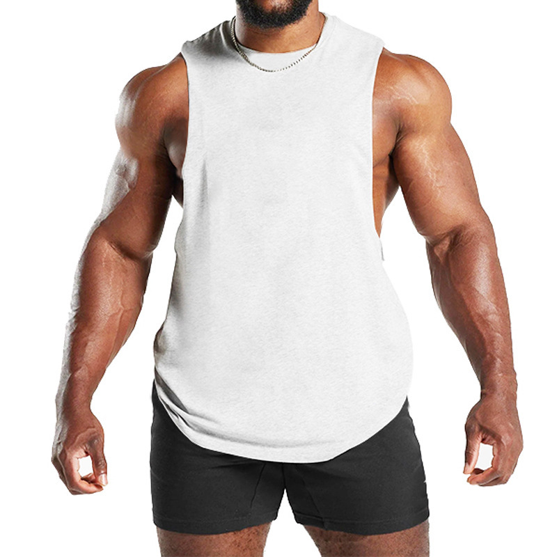 2024 Sommer Neues Fitness-Tanktop für Herren, einfarbig, sportlich, lässig, lockere Schulter-T-Shirt_voghion.com