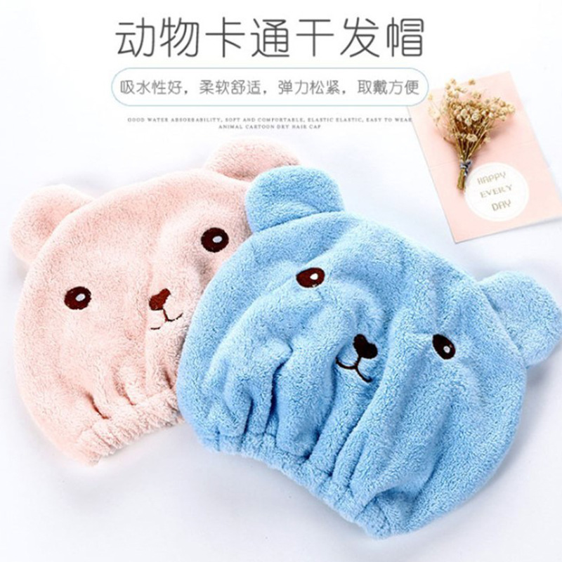 Super-absorbent, Cute Little Bear Hair Drying Cap: Quick-Drying Towel for Women, Thickened Bath Cap, and Magical Head-Wrapping Towel
