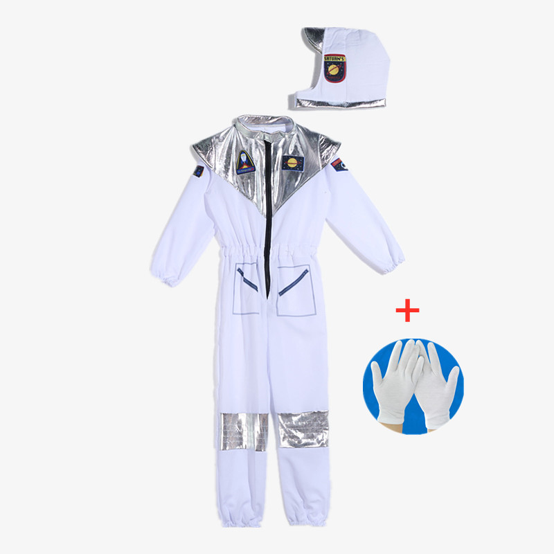 Niños astronauta traje fantasía blanco espacio traje onesies niños Festival juego de rol traje con capucha