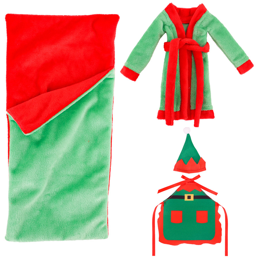 Nuevo 26-30cm Barbi Doll Accesorios Navidad Doll Accesorios 4 piezas Saco de dormir Chef Chef Chef Camisón